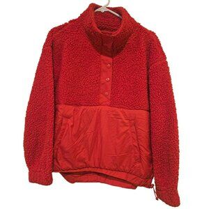 Lou & Grey Fluffy Faux Fur Cozy Up Sherpa Bright Red Jacket Size Women's Small